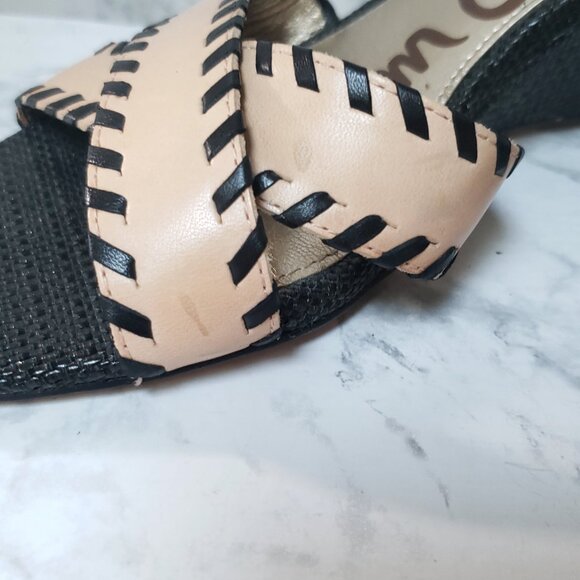 Black/Nude Ankle Strap Sam Edelman Women's Silvia Wedge Sandal 8.5 - Picture 8 of 14